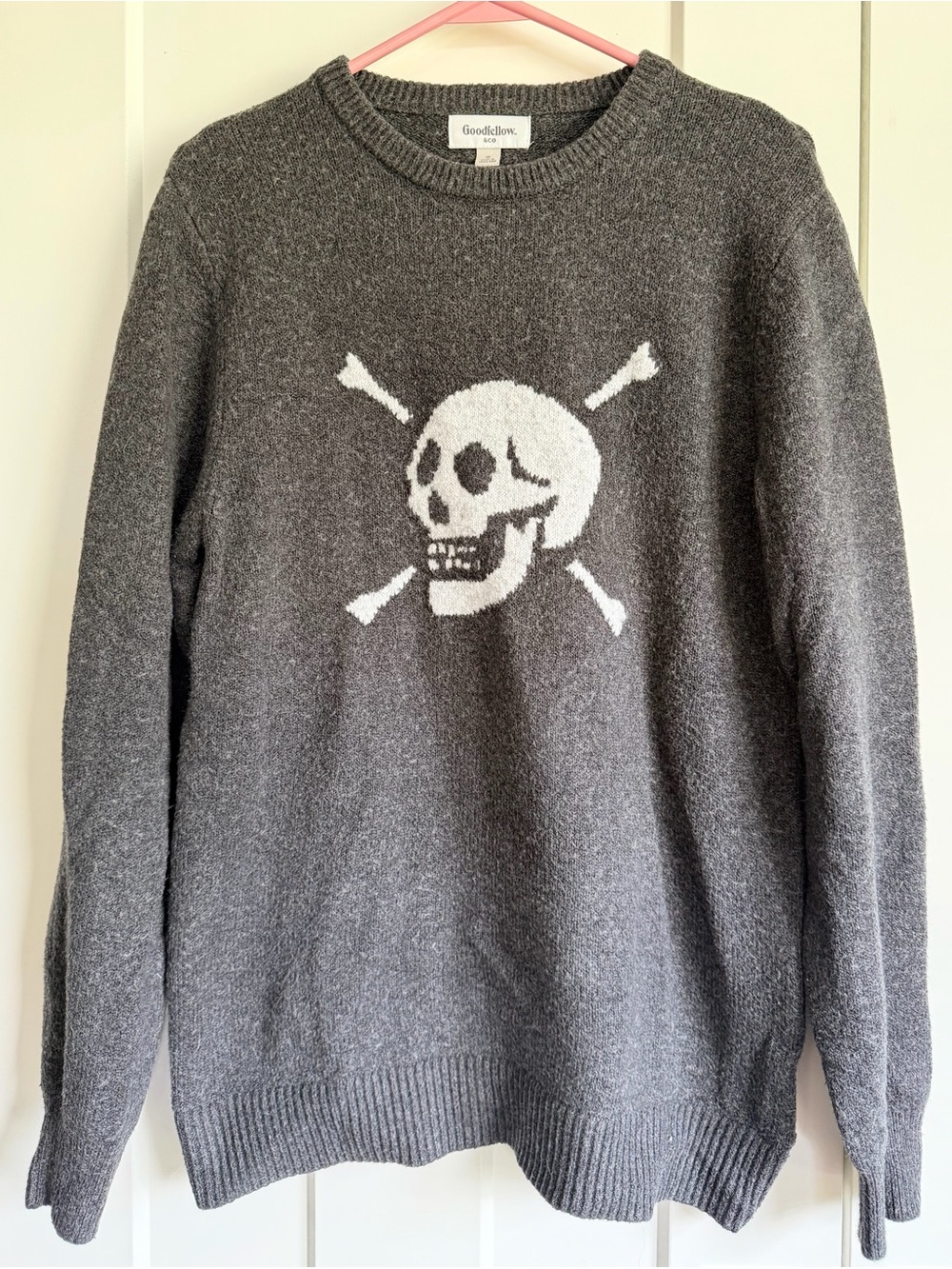 Goodfellow & Co Men's Gray Skull Crewneck Sweater - size small